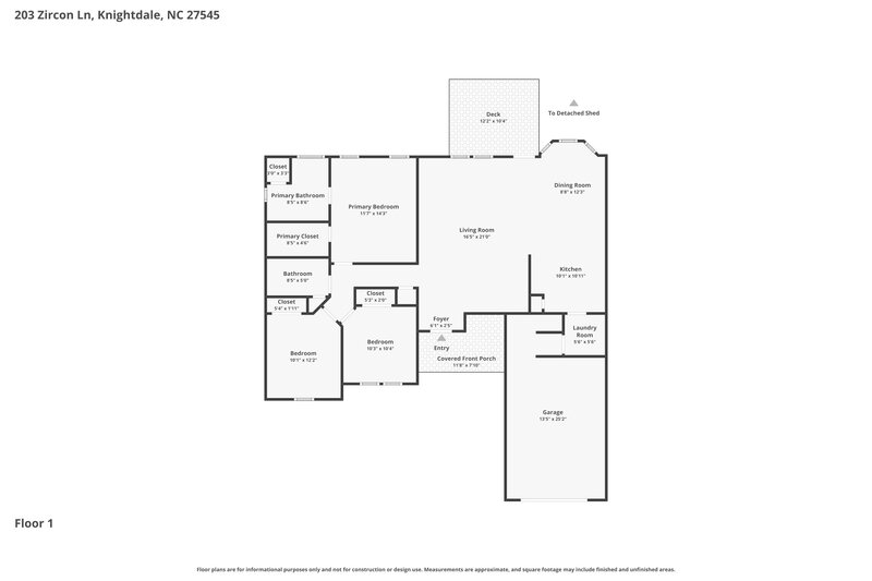 1,860/Mo, 203 Zircon Ln Knightdale, NC 27545 Floor Plan View
