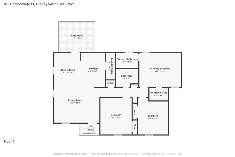 1,715/Mo, 808 Hepplewhite Ct Fuquay Varina, NC 27526 Floorplan View