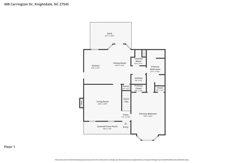 1,910/Mo, 408 Carrington Drive Knightdale, NC 27545 Floor Plan View