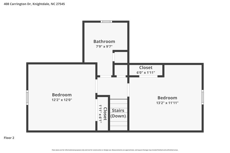 1,910/Mo, 408 Carrington Drive Knightdale, NC 27545 Floor Plan View 2