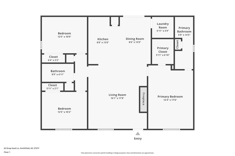1,690/Mo, 62 Dropseed Lane Smithfield, NC 27577 Floor Plan View