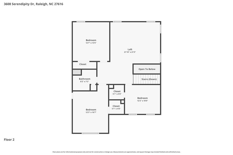 2,515/Mo, 3608 Serendipity Dr Raleigh, NC 27616 Floor Plan View 2