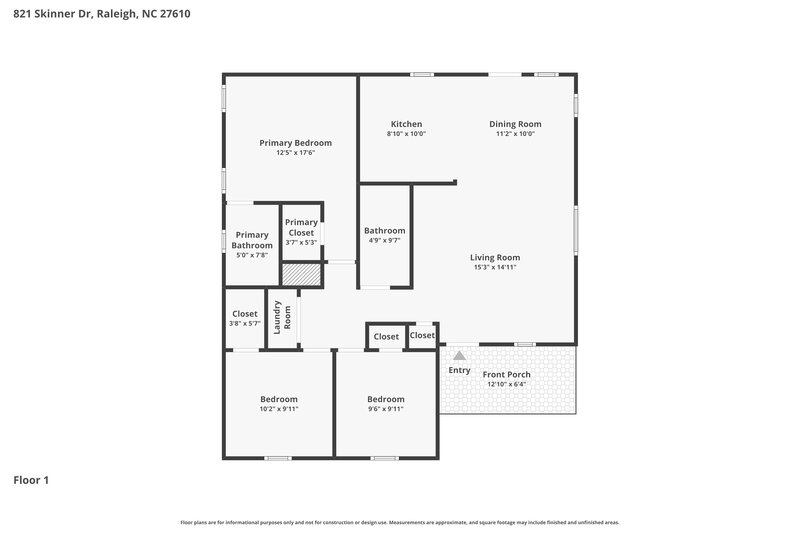 1,935/Mo, 821 Skinner Dr Raleigh, NC 27610 Floor Plan View