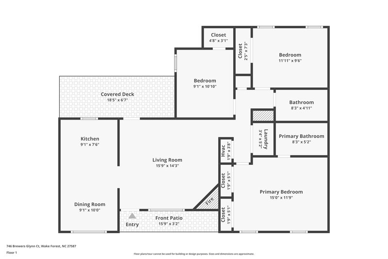 1,680/Mo, 746 Brewers Glynn Ct Wake Forest, NC 27587 Floor Plan View