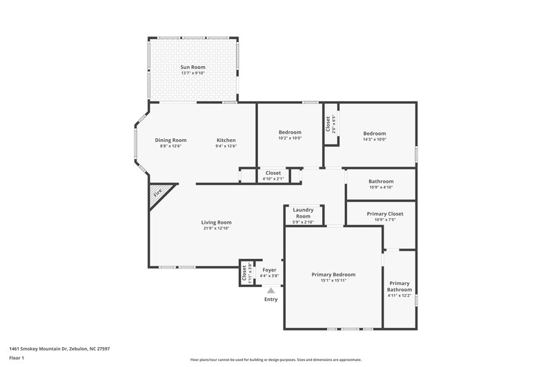 1,690/Mo, 1461 Smokey Mountain Dr Zebulon, NC 27597 Floor Plan View
