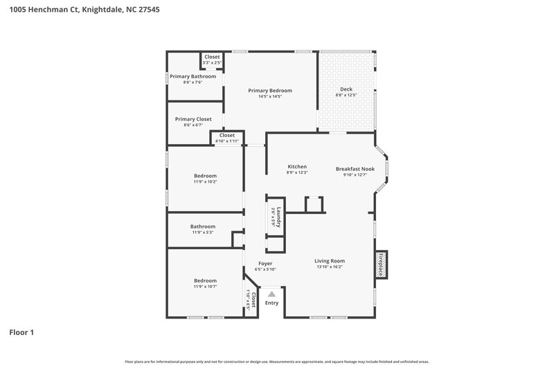 1,800/Mo, 1005 Henchman Ct Knightdale, NC 27545 Floor Plan View