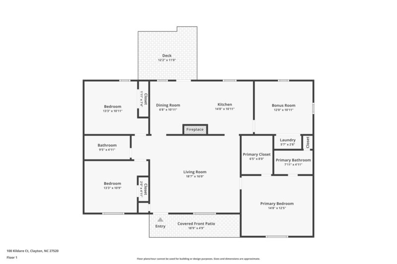 1,770/Mo, 100 Kildare Ct Clayton, NC 27520 Floorplan View