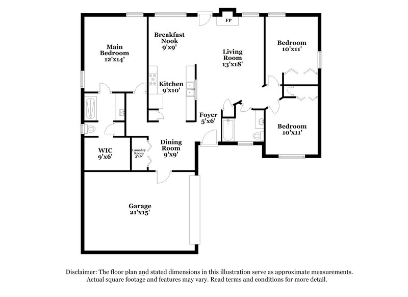 1,900/Mo, 998 Saint Catherines Dr Wake Forest, NC 27587 Floor Plan View