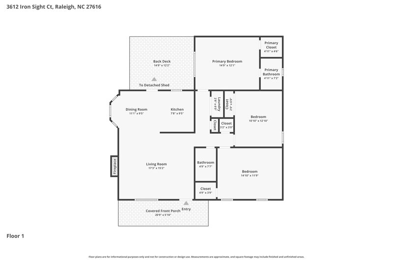 1,835/Mo, 3612 Iron Sight Ct Raleigh, NC 27616 Floor Plan View 2