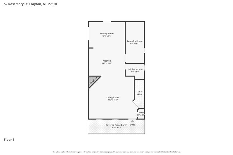 1,820/Mo, 52 Rosemary Street Clayton, NC 27520 Floor Plan View