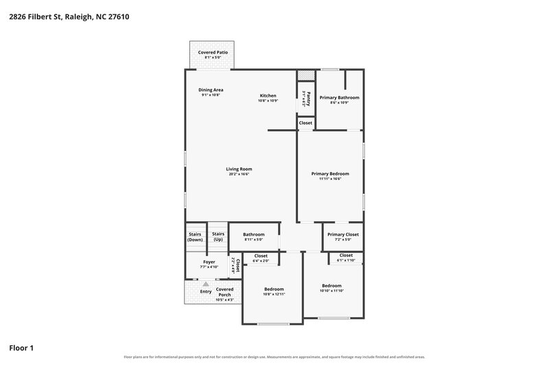 2,135/Mo, 2826 Filbert St Raleigh, NC 27610 Floor Plan View 2