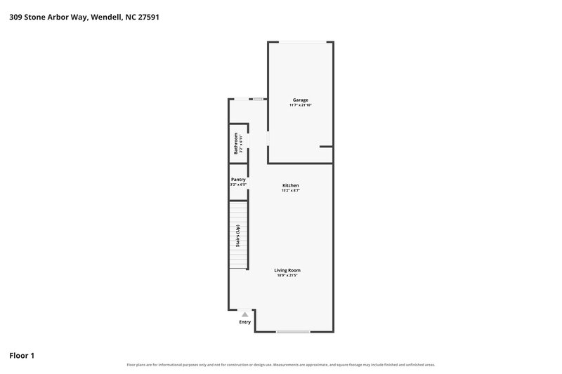 1,625/Mo, 309 Stone Arbor Way Wendell, NC 27591 Floor Plan View