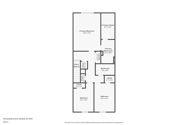 1,740/Mo, 524 Landing View Drive Wendell, NC 27591 Floor Plan View 2