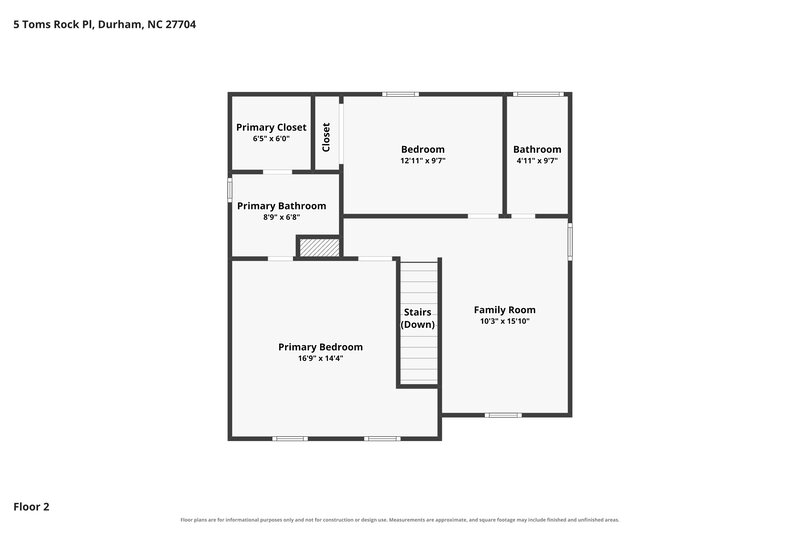 1,910/Mo, 5 Toms Rock Pl Durham, NC 27704 Floor Plan View 2