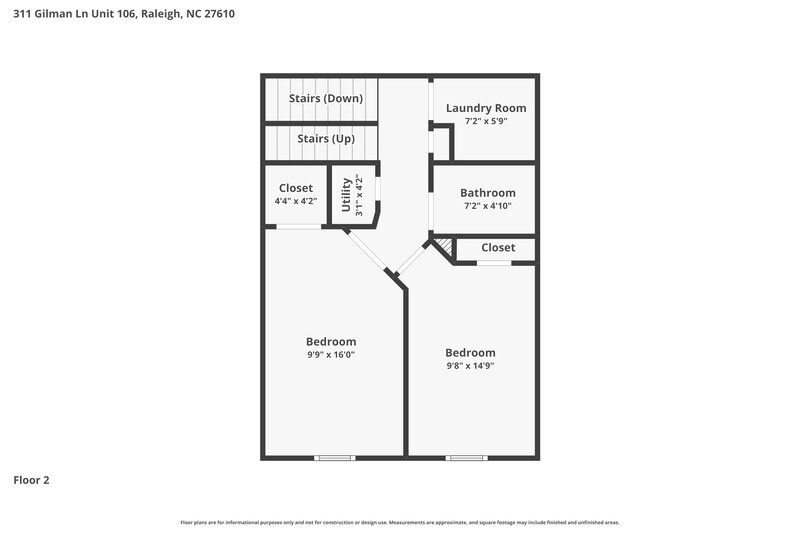 1,730/Mo, 311 Gilman Ln Unit 106 Raleigh, NC 27610 Floor Plan View 2