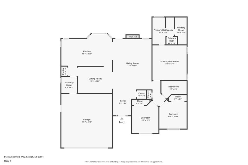 2,080/Mo, 5124 Amberfield Way Raleigh, NC 27604 Floor Plan View