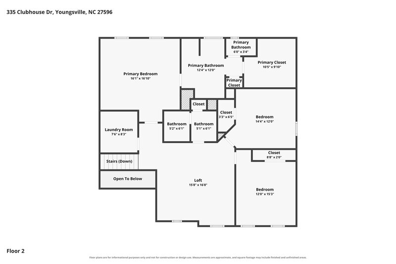 1,905/Mo, 335 Clubhouse Dr Youngsville, NC 27596 Floor Plan View 2