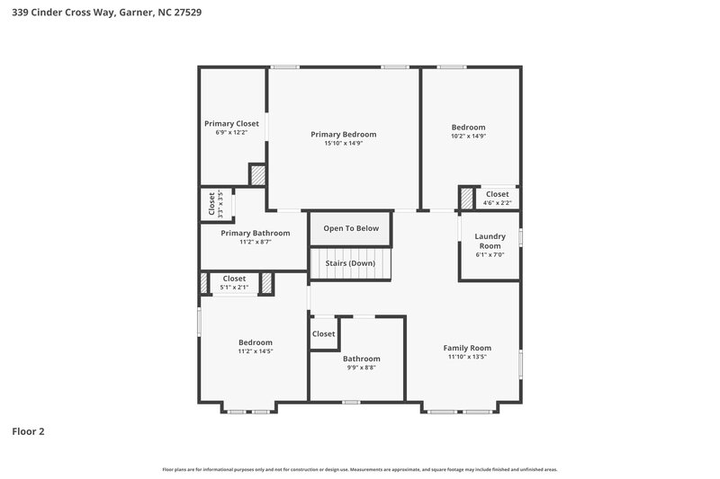 2,155/Mo, 339 Cinder Cross Way Garner, NC 27529 Floor Plan View 2