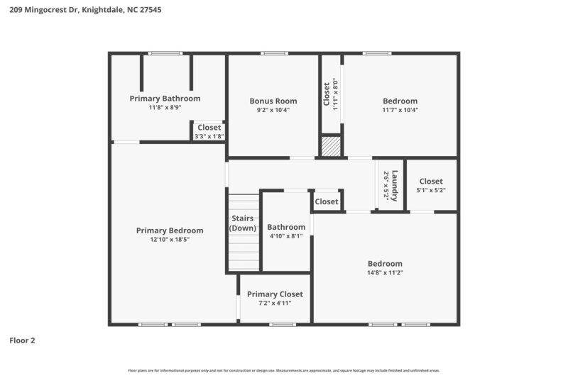 2,010/Mo, 209 Mingocrest Dr Knightdale, NC 27545 Floorplan View 2
