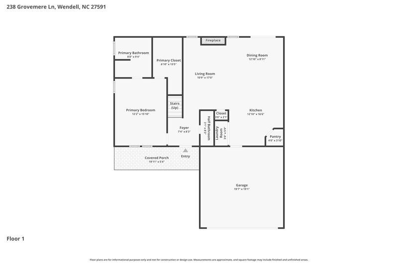 2,305/Mo, 238 Grovemere Ln Wendell, NC 27591 Floor Plan View