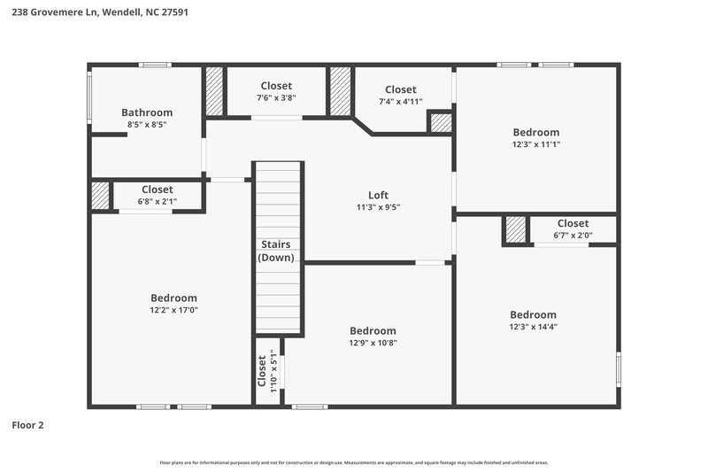 2,305/Mo, 238 Grovemere Ln Wendell, NC 27591 Floor Plan View 2