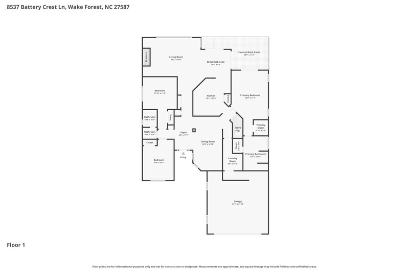 2,395/Mo, 8537 Battery Crest Ln Wake Forest, NC 27587 Floor Plan View
