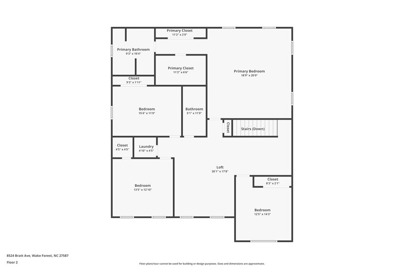 3,150/Mo, 8524 Bratt Ave Wake Forest, NC 27587 Floor Plan View 2
