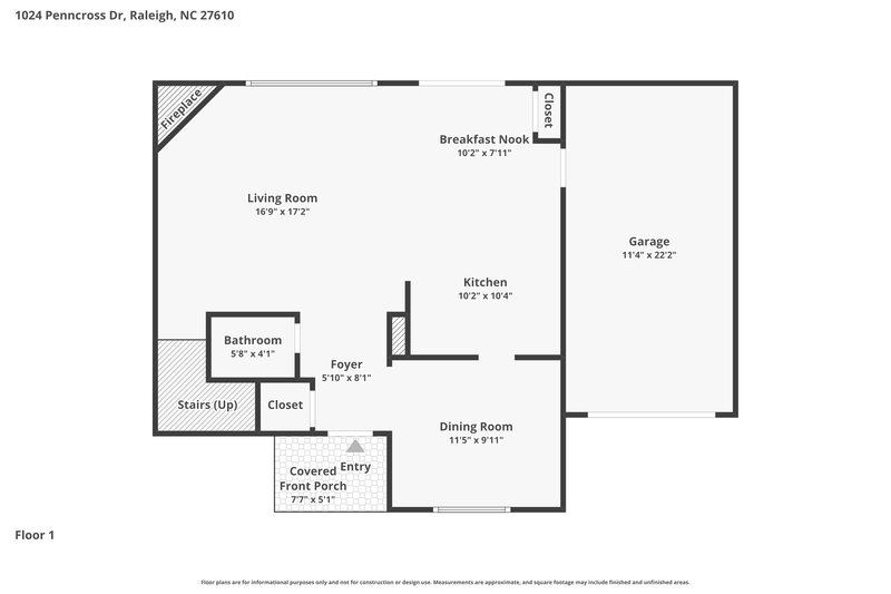 1,925/Mo, 1024 Penncross Dr Raleigh, NC 27610 Floorplan View