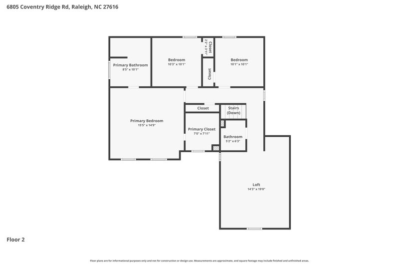 1,865/Mo, 6805 Coventry Ridge Rd Raleigh, NC 27616 Floor Plan View 2