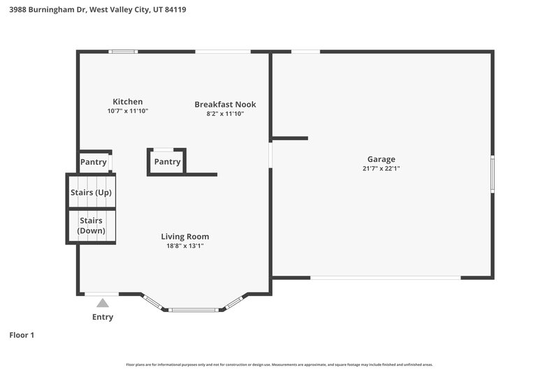 2,795/Mo, 3988 Burningham Dr Salt Lake City, UT 84119 Floor Plan View