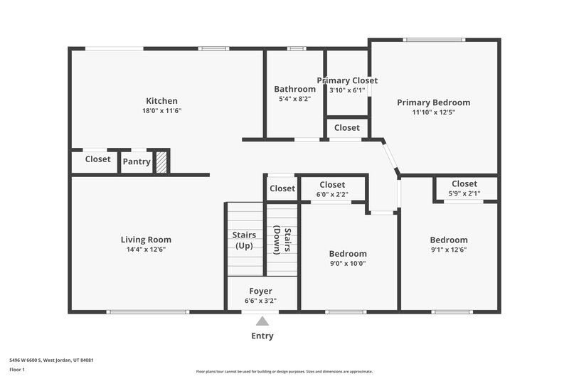 2,240/Mo, 5496 W 6600 S West Jordan, UT 84081 Floor Plan View 2