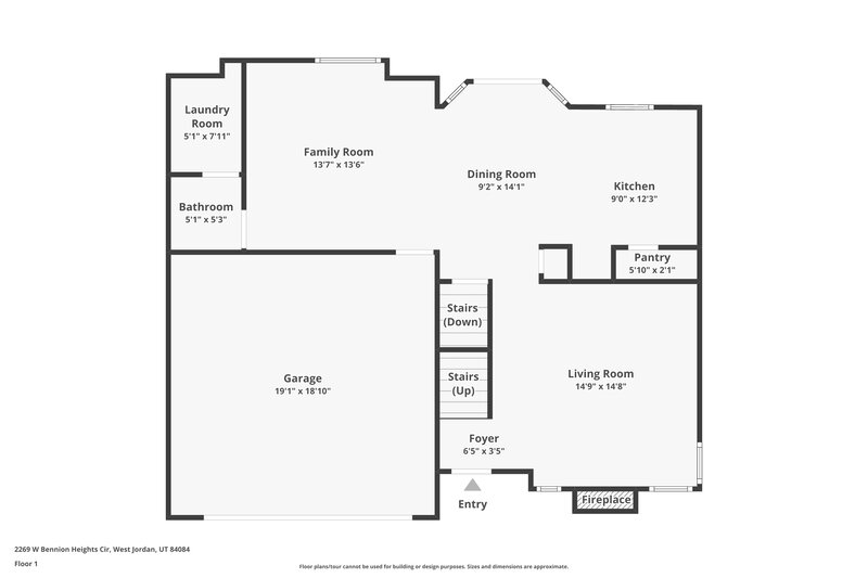 3,160/Mo, 2269 W Bennion Heights Cir Taylorsville, UT 84084 Floorplan View