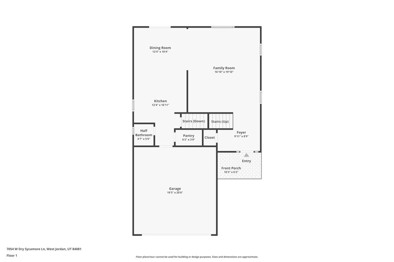 3,045/Mo, 7054 West Dry Sycamore Lane West Jordan, UT 84081 Floor Plan View