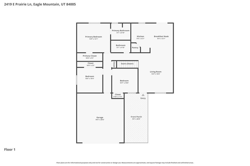 2,145/Mo, 2419 E Prairie Ln Eagle Mountain, UT 84005 Floor Plan View