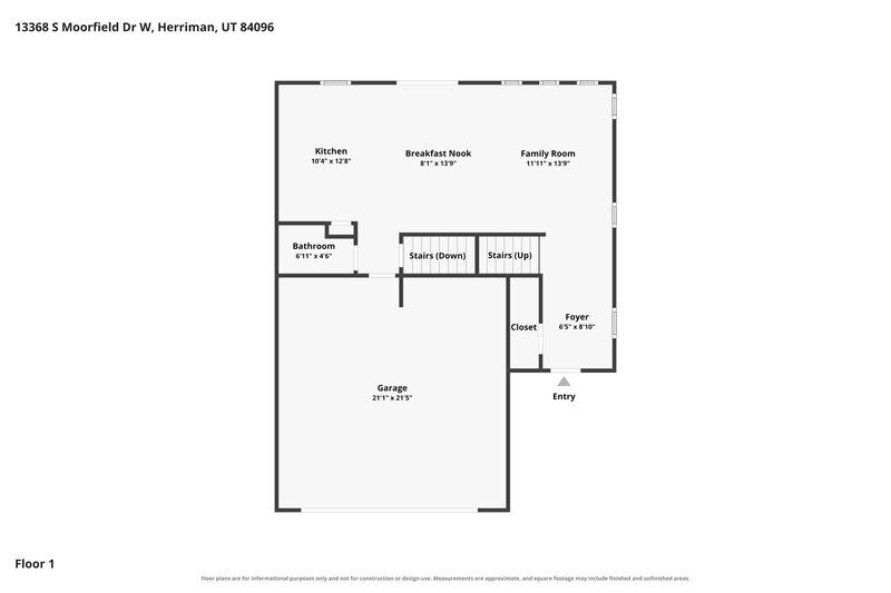 2,530/Mo, 13368 S Moorfield Dr Herriman, UT 84096 Floor Plan View