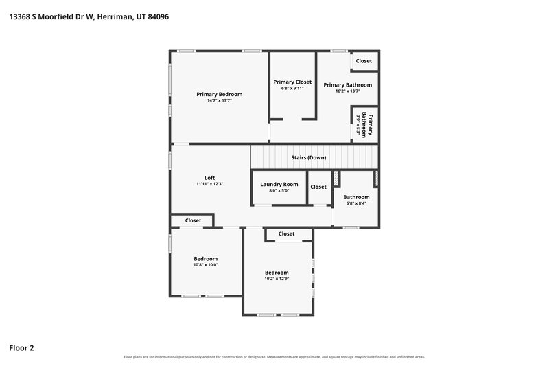 2,530/Mo, 13368 S Moorfield Dr Herriman, UT 84096 Floor Plan View 2