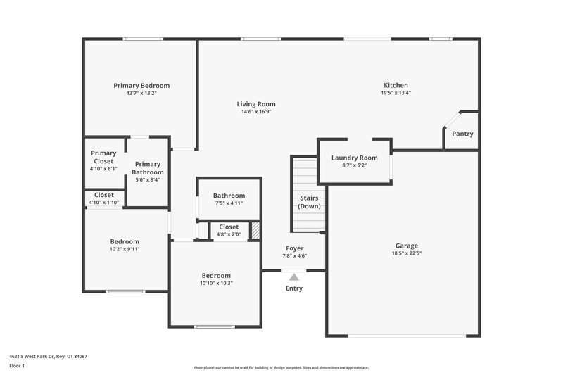 2,475/Mo, 4621 S West Park Dr Roy, UT 84067 Floorplan View