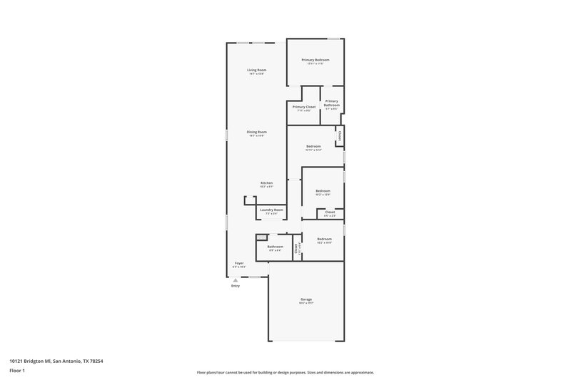 1,730/Mo, 10121 Bridgton Ml San Antonio, TX 78254 Floorplan View