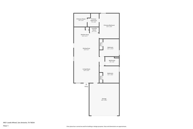 1,450/Mo, 9921 Leeds Wheel San Antonio, TX 78254 Floor Plan View