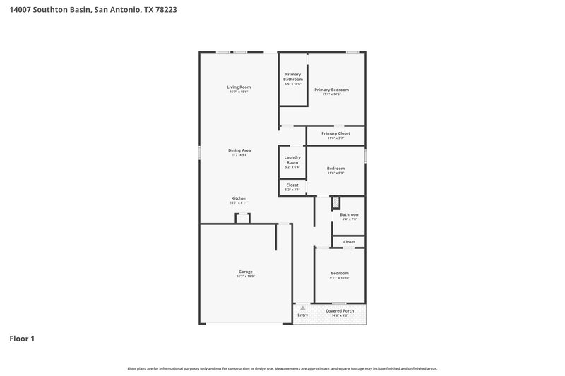 1,470/Mo, 14007 Southton Basin San Antonio, TX 78223 Floor Plan View