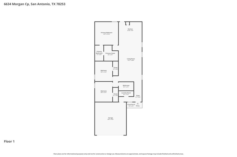 1,540/Mo, 6634 Morgan Cp San Antonio, TX 78253 Floor Plan View
