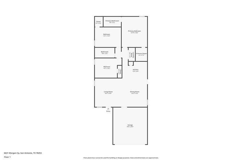 1,395/Mo, 6631 Morgan Cp San Antonio, TX 78253 Floor Plan View