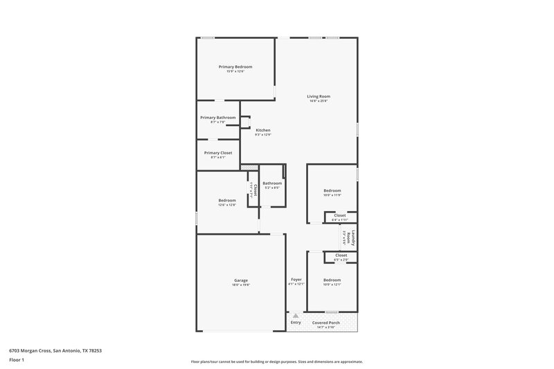 1,540/Mo, 6703 Morgan Cross San Antonio, TX 78253 Floorplan View