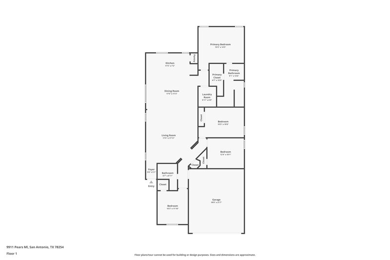 1,665/Mo, 9911 Pears Mill San Antonio, TX 78254 Floor Plan View