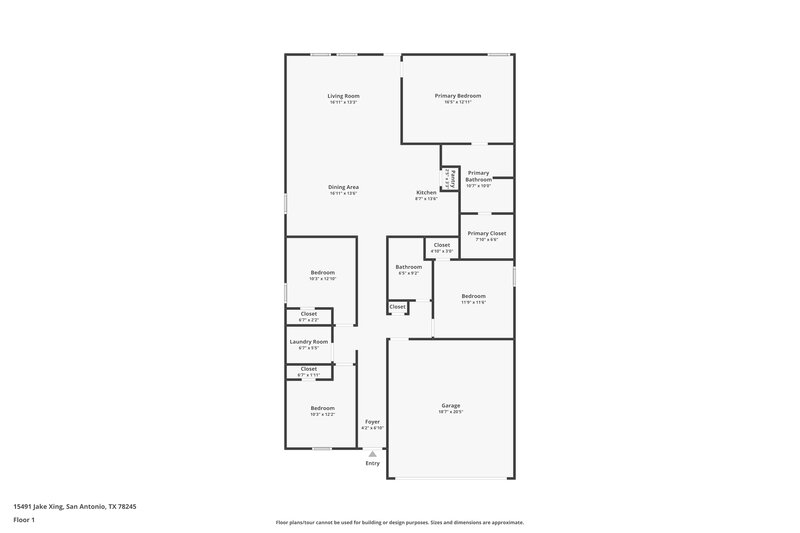 1,440/Mo, 15491 Jake Xing San Antonio, TX 78253 Floor Plan View