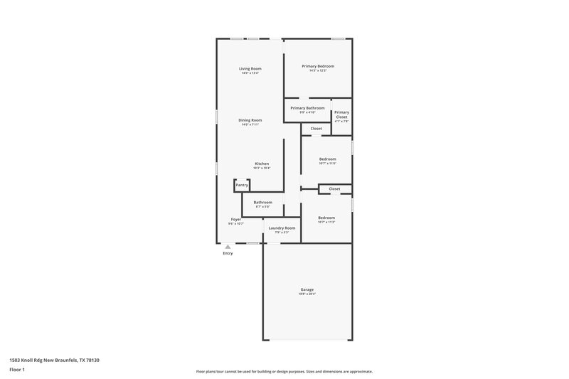 1,700/Mo, 1503 Knoll Rdg New Braunfels, TX 78130 Floor Plan View