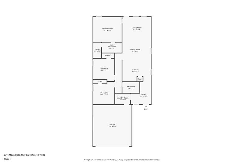 1,480/Mo, 3316 Mound Rdg New Braunfels, TX 78130 Floor Plan View