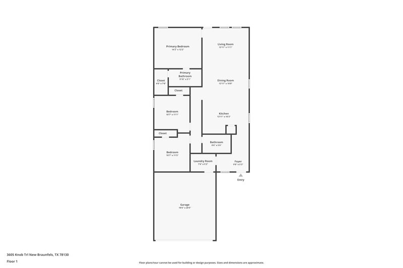 1,590/Mo, 3605 Knob Trl New Braunfels, TX 78130 Floor Plan View