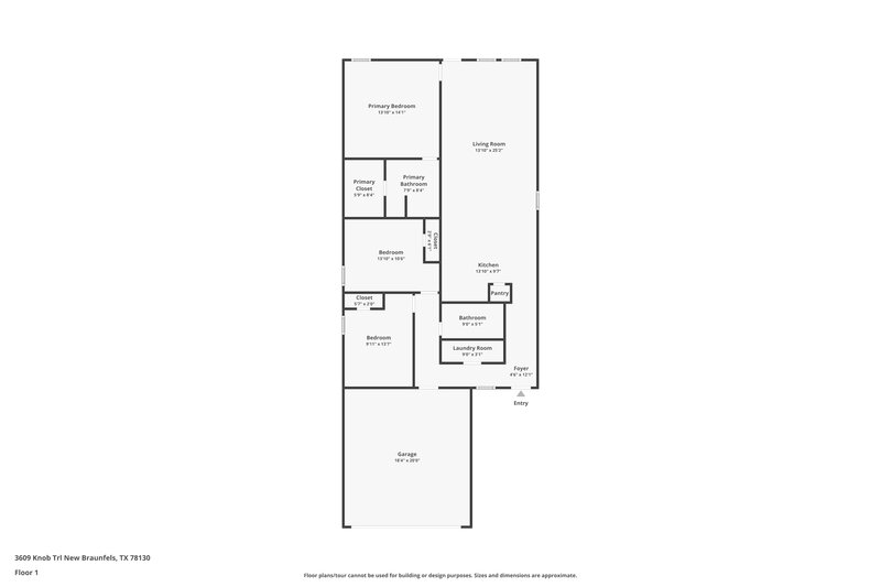 1,620/Mo, 3609 Knob Trl New Braunfels, TX 78130 Floor Plan View