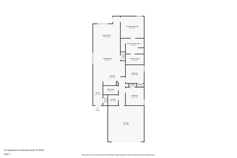 1,475/Mo, 511 Roquefort St New Braunfels, TX 78130 Floorplan View
